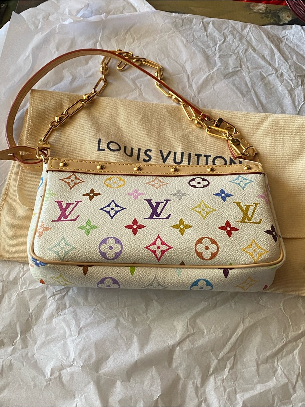 Authentic new LV X TM Monogram Multicolor Pochette Accessories White - Picture 6 of 14